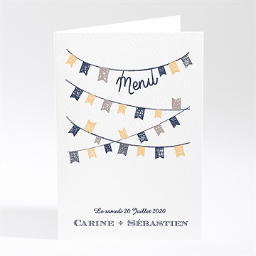 Menu mariage avec fanions