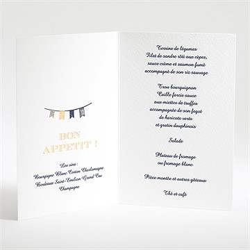 Menu mariage avec fanions - Menu ouvert