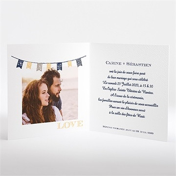 Faire-part mariage avec fanions - Intérieur du faire-part