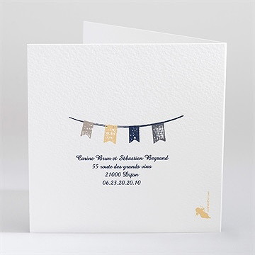 Faire-part mariage avec fanions - Dos du faire-part