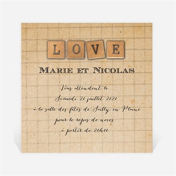 Carton d'invitation mariage a la craie a jamais