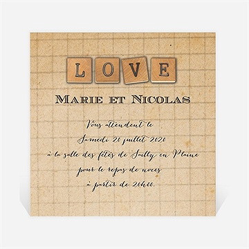 Carton d'invitation mariage a la craie a jamais