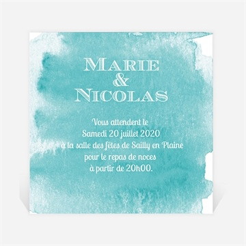 Carton d'invitation mariage touche d'aquarelle
