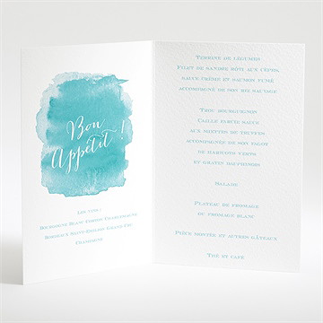 Menu mariage touche d'aquarelle - Menu ouvert