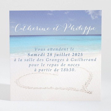 Carton d'invitation mariage sur le sable