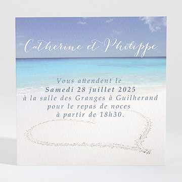 Carton d'invitation mariage sur le sable