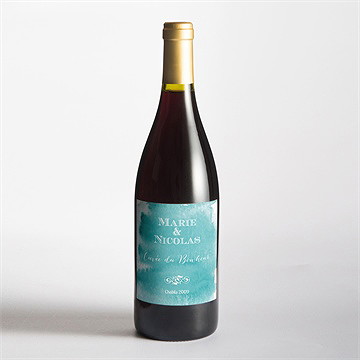 Etiquette de bouteille mariage touche d'aquarelle - Mise en situation