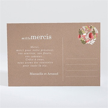 Remerciement mariage esprit campagne chic - Dos du faire-part