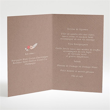 Menu mariage esprit campagne chic - Intérieur du menu