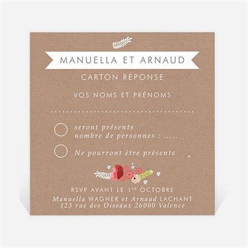Carton réponse mariage esprit campagne chic
