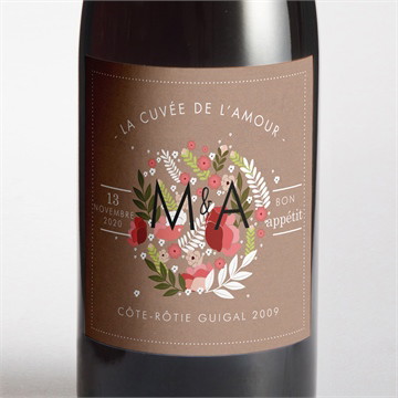 Etiquette de bouteille mariage esprit campagne chic