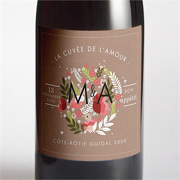 Etiquette de bouteille mariage esprit campagne chic