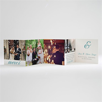 Remerciement mariage l'élégance en photos - Carte ouverte