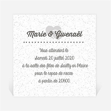 Carton d'invitation mariage gravure blanche originale
