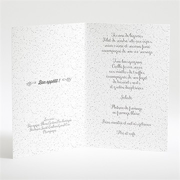 Menu mariage gravure blanche originale - Intérieur du menu