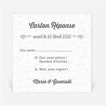 Carton réponse mariage gravure blanche originale