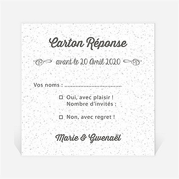 Carton réponse mariage gravure blanche originale