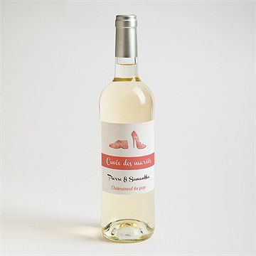 Etiquette de bouteille mariage elle & lui - Mise en situation