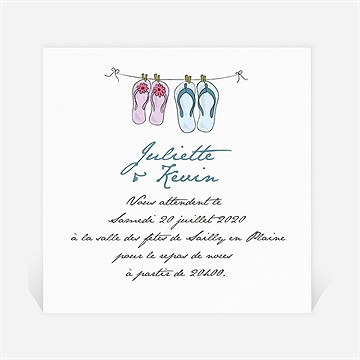 Carton d'invitation mariage en tongs !