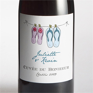 Etiquette de bouteille mariage en tongs !