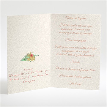 Menu mariage nos tropiques - Intérieur du menu