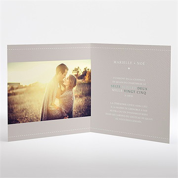Faire-part mariage couleur taupe - Intérieur du faire-part