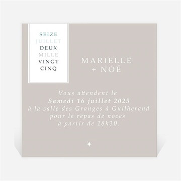 Carton d'invitation mariage couleur taupe
