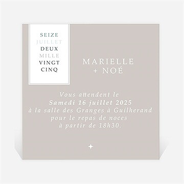 Carton d'invitation mariage couleur taupe