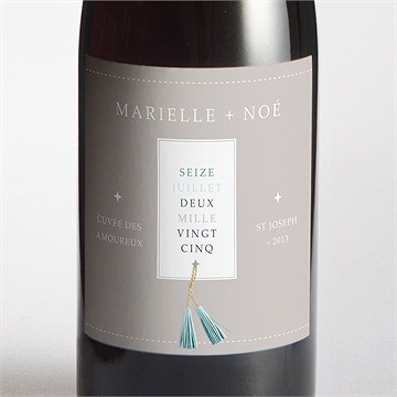 Etiquette de bouteille mariage couleur taupe