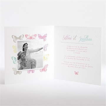 Faire-part mariage papillons de couleurs - Intérieur du faire-part