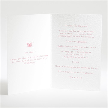Menu mariage papillons de couleurs - Menu ouvert