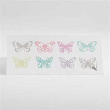Marque-place mariage papillons de couleurs - Dos du marque-place