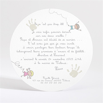 Faire-part mariage pas trop tôt... - Dos du faire-part