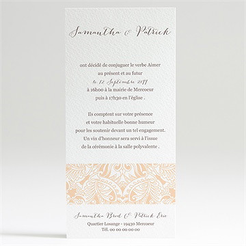 Faire-part mariage arabesque végétale et florale - Dos du faire-part