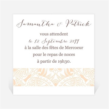 Carton d'invitation mariage arabesque végétale et florale