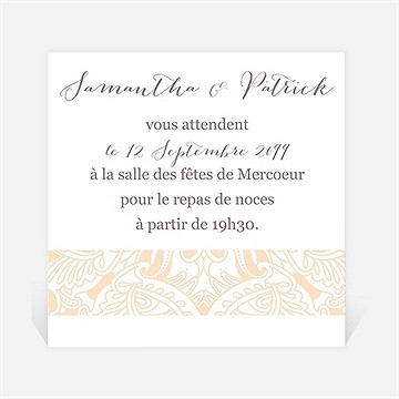 Carton d'invitation mariage arabesque végétale et florale