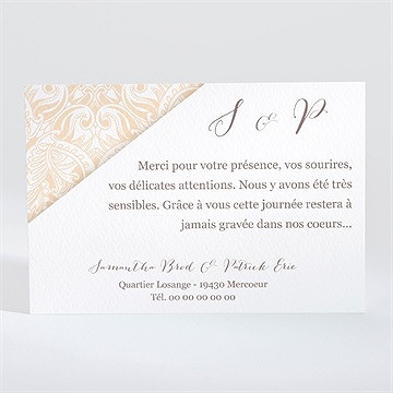 Remerciement mariage arabesque végétale et florale - Dos du faire-part