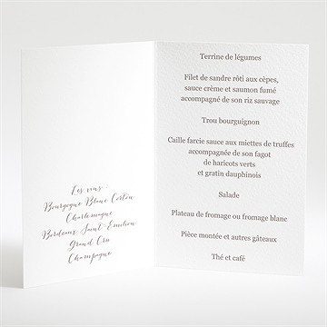 Menu mariage arabesque végétale et florale - Menu ouvert