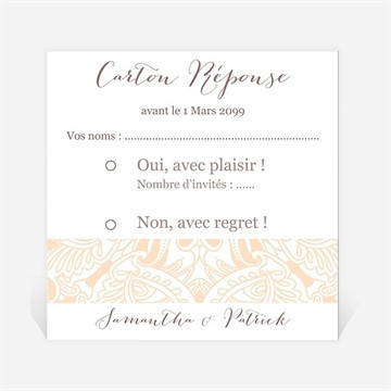 Carton réponse mariage arabesque végétale et florale