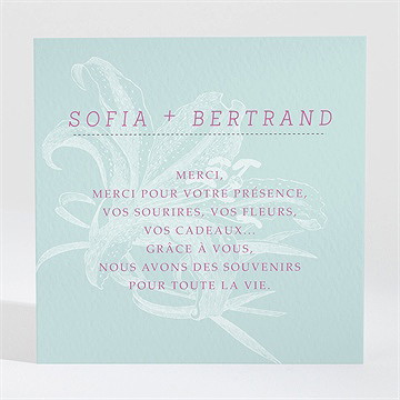 Remerciement mariage simple et chic - Dos de la carte
