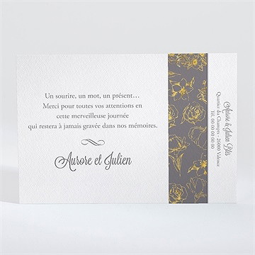 Remerciement mariage gris anthracite - Dos du faire-part