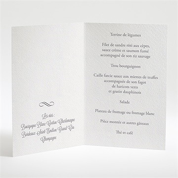 Menu mariage gris anthracite - Menu ouvert