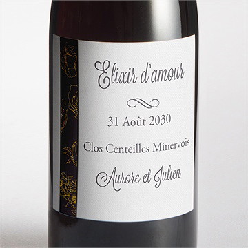 Etiquette de bouteille mariage gris anthracite