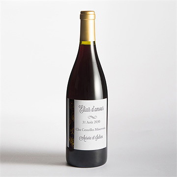 Etiquette de bouteille mariage gris anthracite - Mise en situation