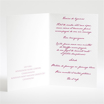 Menu mariage original et baroque - Menu ouvert