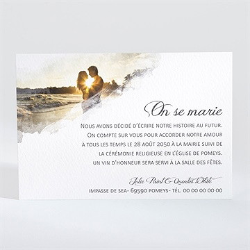 Faire-part mariage tendresse photo - Dos du faire-part