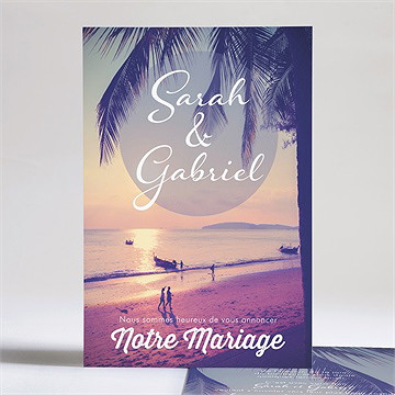 Faire-part mariage notre coucher de soleil