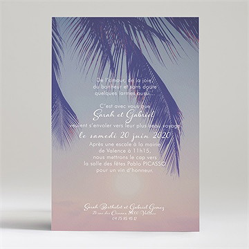 Faire-part mariage notre coucher de soleil - Dos du faire-part