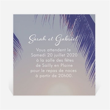 Carton d'invitation mariage notre coucher de soleil