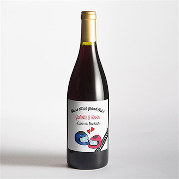 Etiquette de bouteille mariage 2 bikers in love - Mise en situation